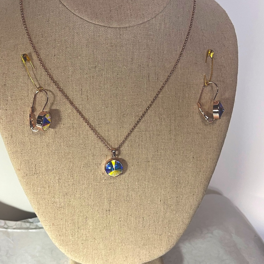 “Sweet on You” Rose Gold tone & Iridescent  Crystal  Set by BUTLER